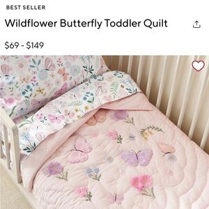 Pottery Barn Kids Pink Wildflower Butterfly Toddler complete bedding set